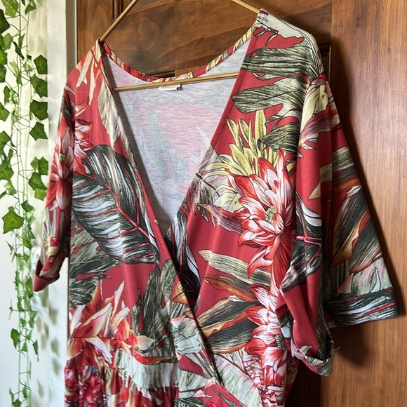 Tropical Floral Lightweight Flowy Vacation Resort Maxi Dress | XL 14 - Picture 3 of 12